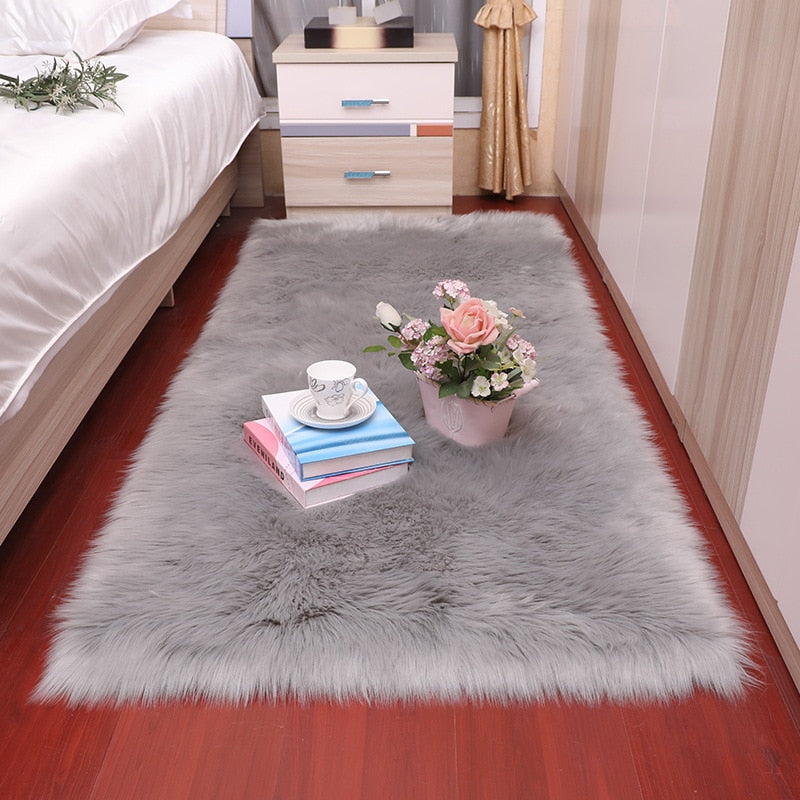 Tapis en peluche doux pour chambre à coucher