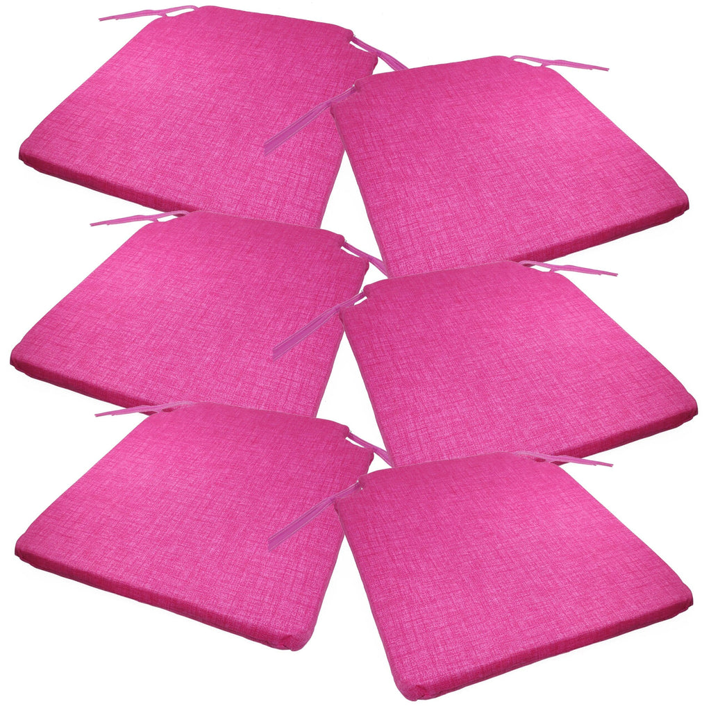 Lot de six coussins de chaise fuchsia, avec leurs liens