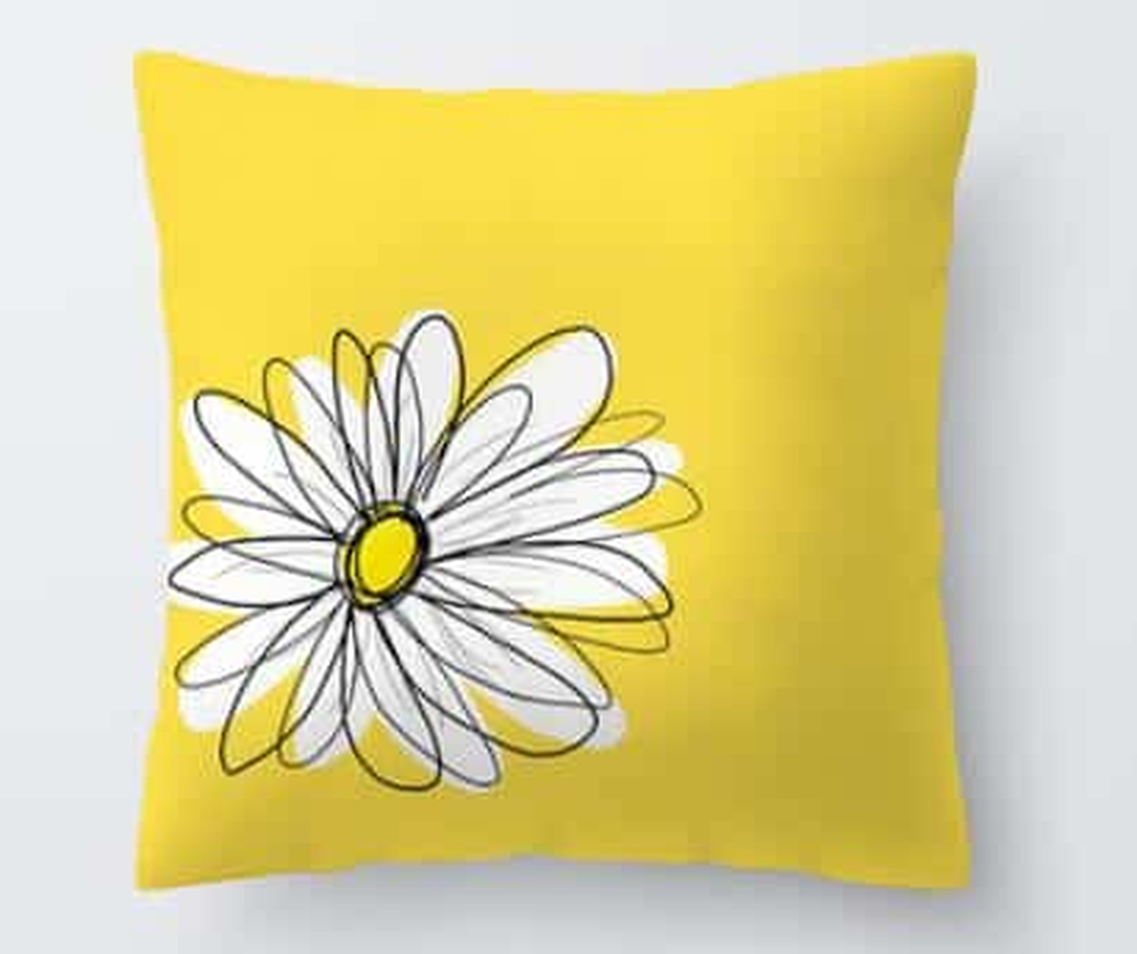 Housse de coussin jaune, motif 14