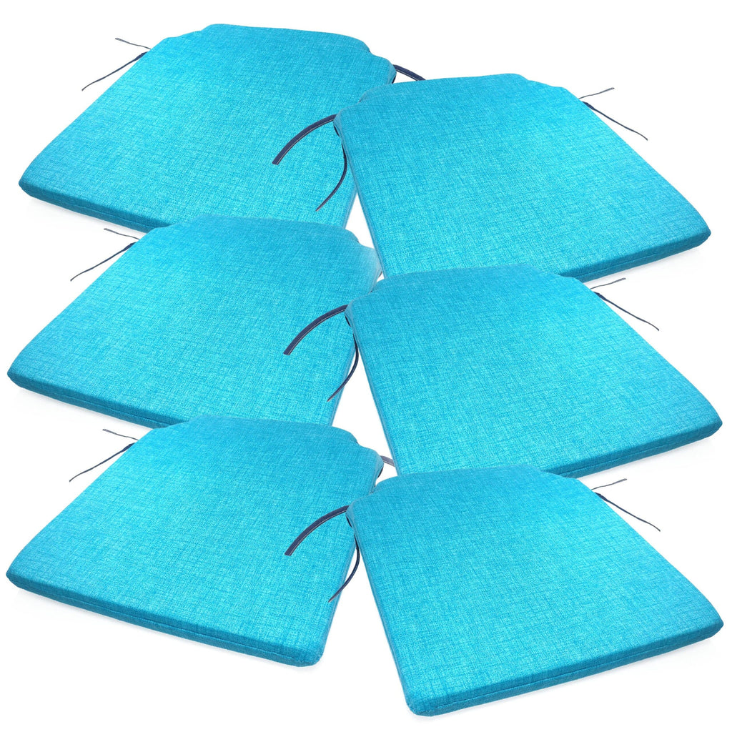 Lot de six coussins de chaise bleu ciel, avec leurs liens