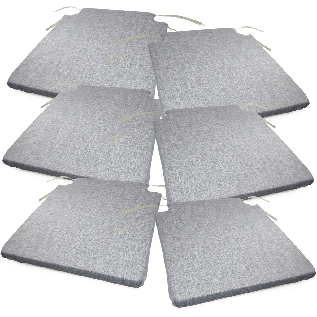 Lot de six coussins de chaise gris clair, avec leurs liens