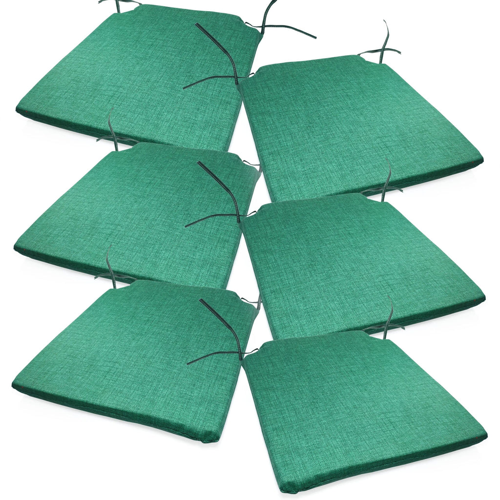 Lot de six coussins de chaise vert d eau, avec leurs liens