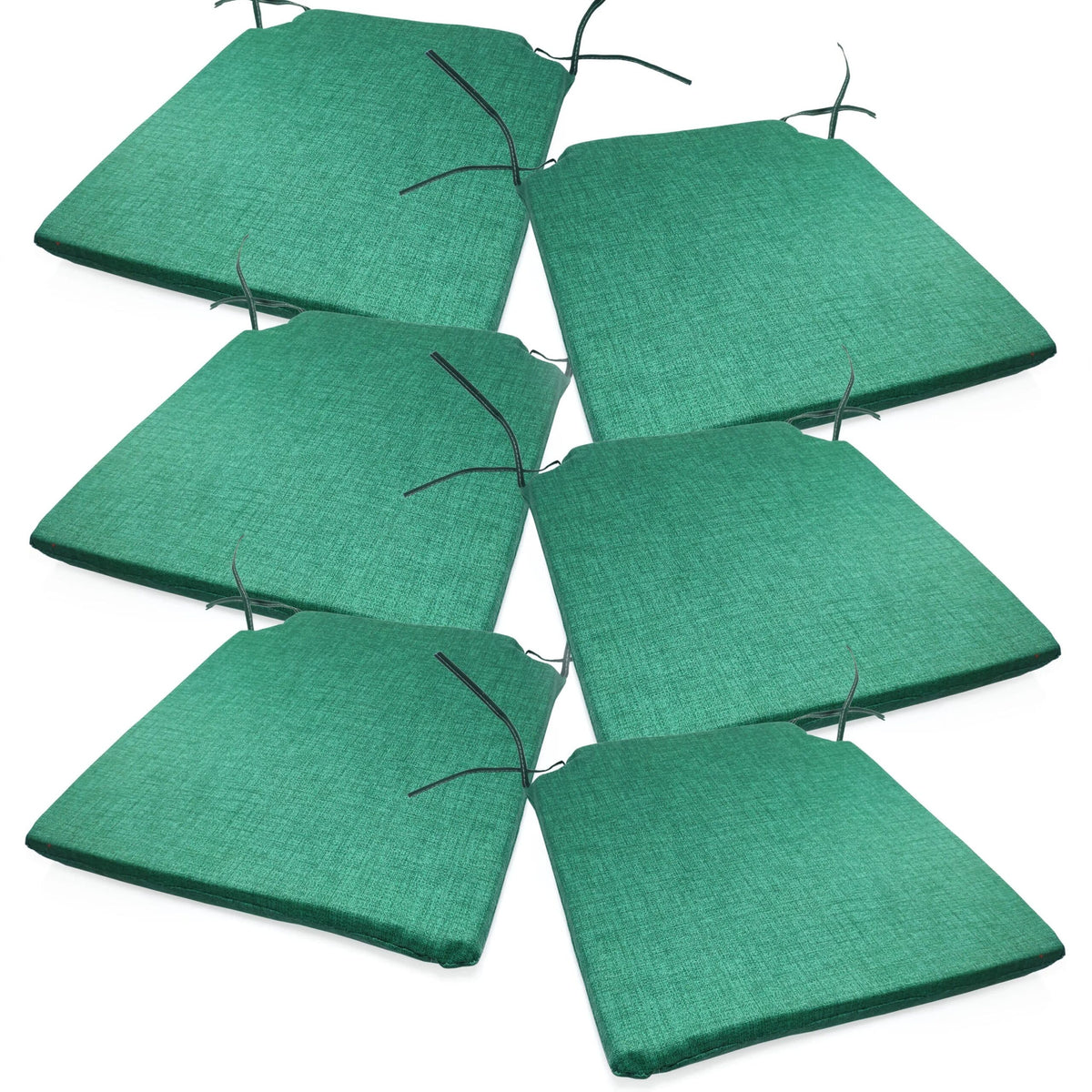 Lot de six coussins de chaise vert d eau, avec leurs liens