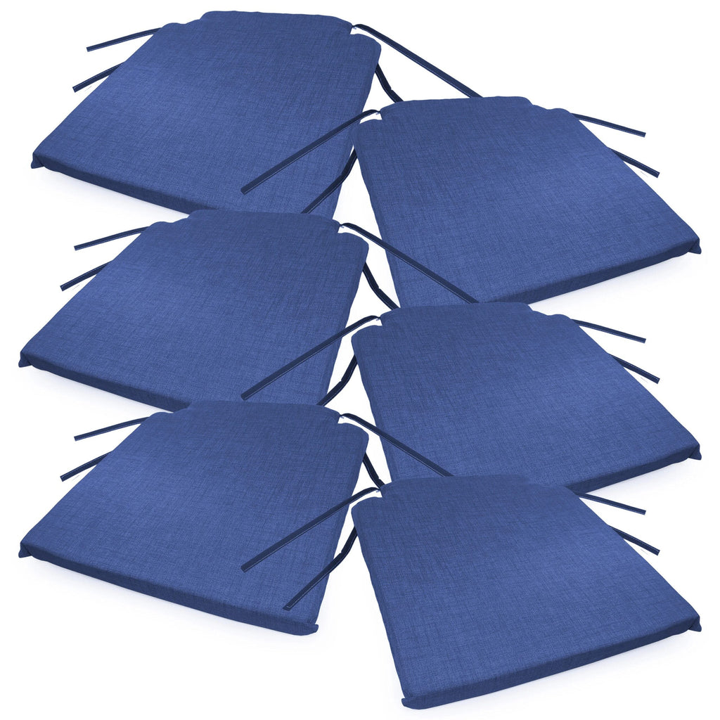 Lot de six coussins de chaise bleu marine, avec leurs liens