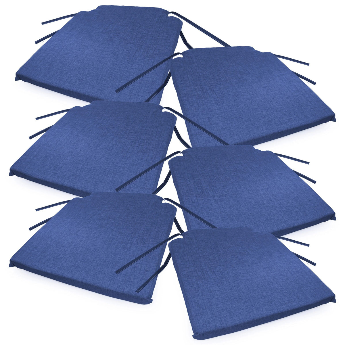 Lot de six coussins de chaise bleu marine, avec leurs liens