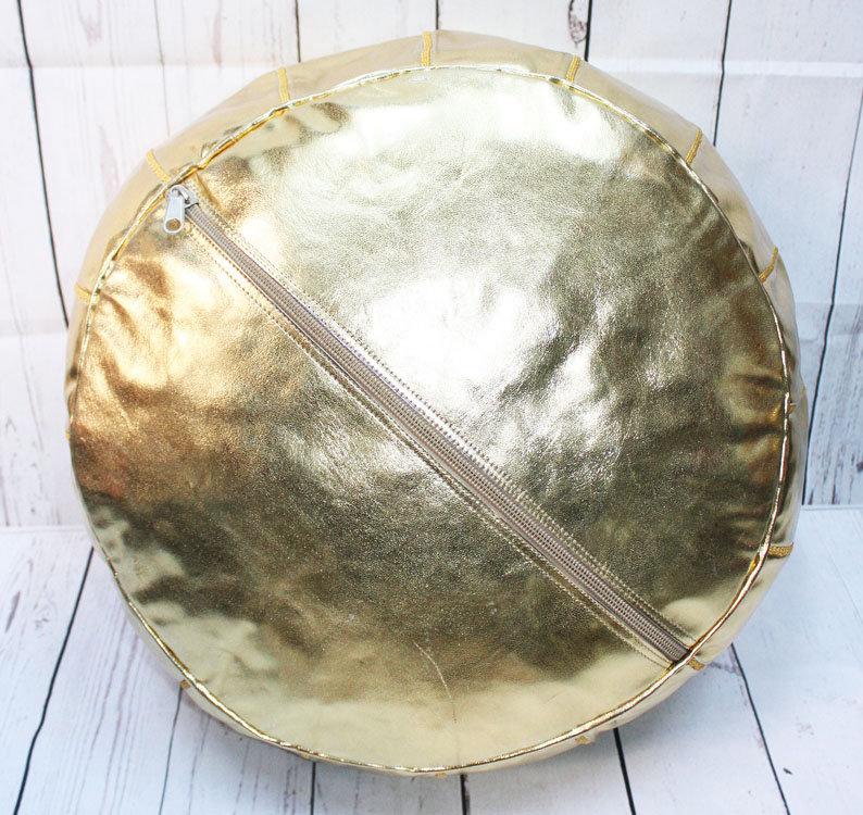 Pouf doré cuir style berbère