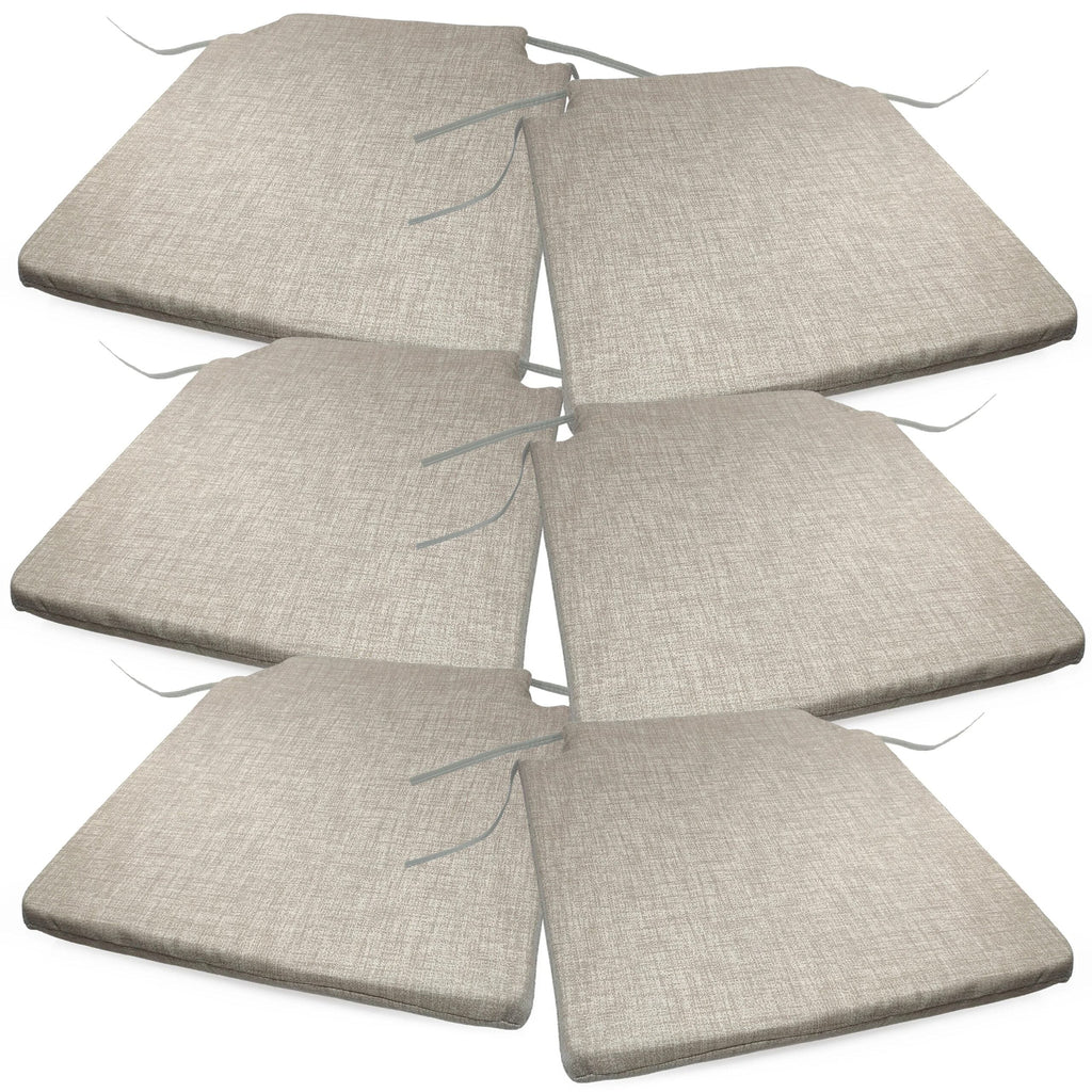 Lot de six coussins de chaise beige, avec leurs liens