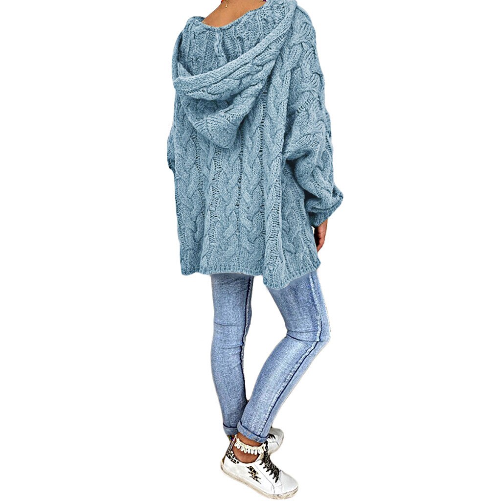 Pull d'été à manches longues et capuche en grosse maille
