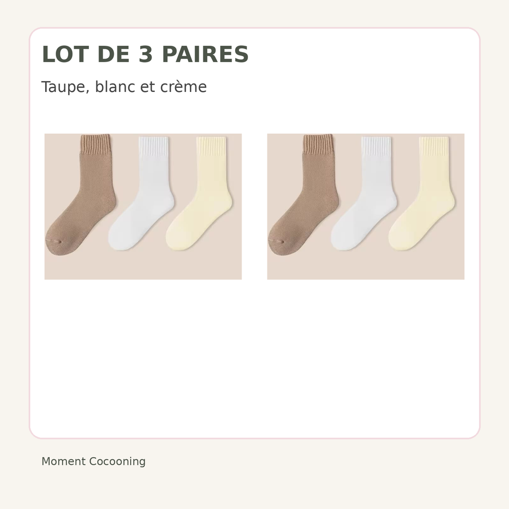 Lot de trois paires de chaussettes d’hiver femme, taupe · blanc · crème
