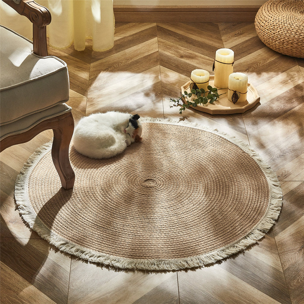 Tapis rond à franges