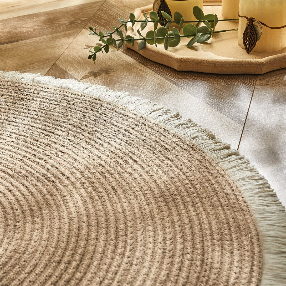 Tapis rond à franges