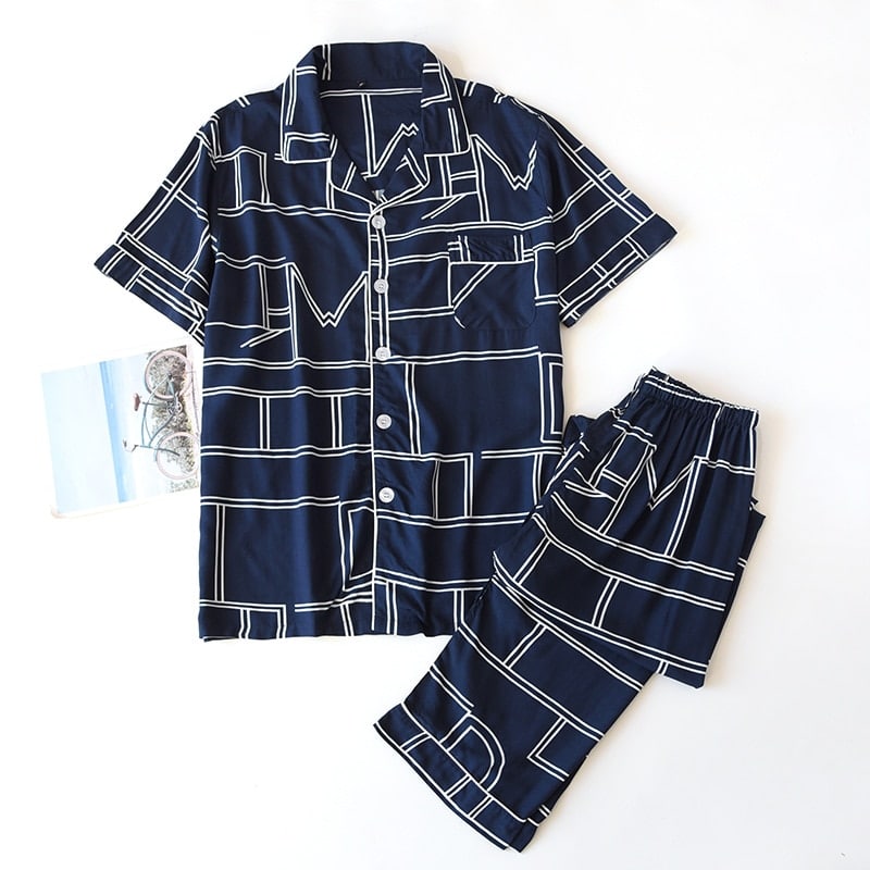 Pyjama graphique mi-saison en viscose pour homme