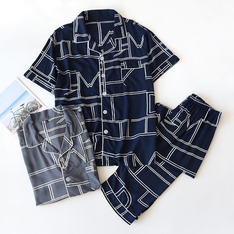 Pyjama graphique mi-saison en viscose pour homme