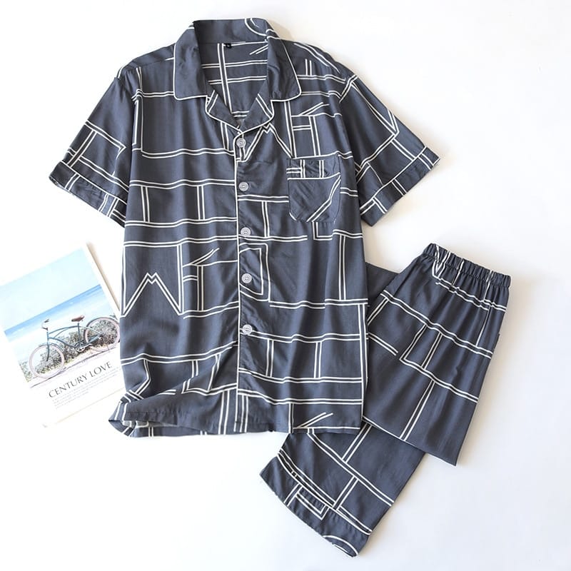 Pyjama graphique mi-saison en viscose pour homme