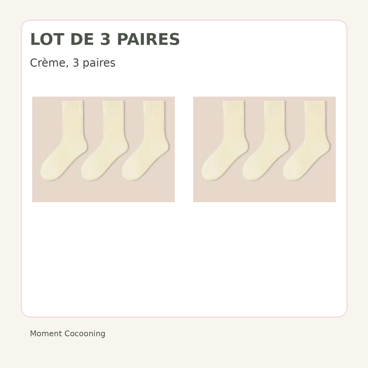 Lot de trois paires de chaussettes d’hiver femme, crème · 3 paires