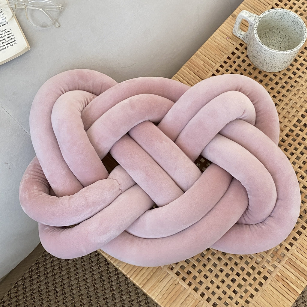 Coussin nœud en velours rose