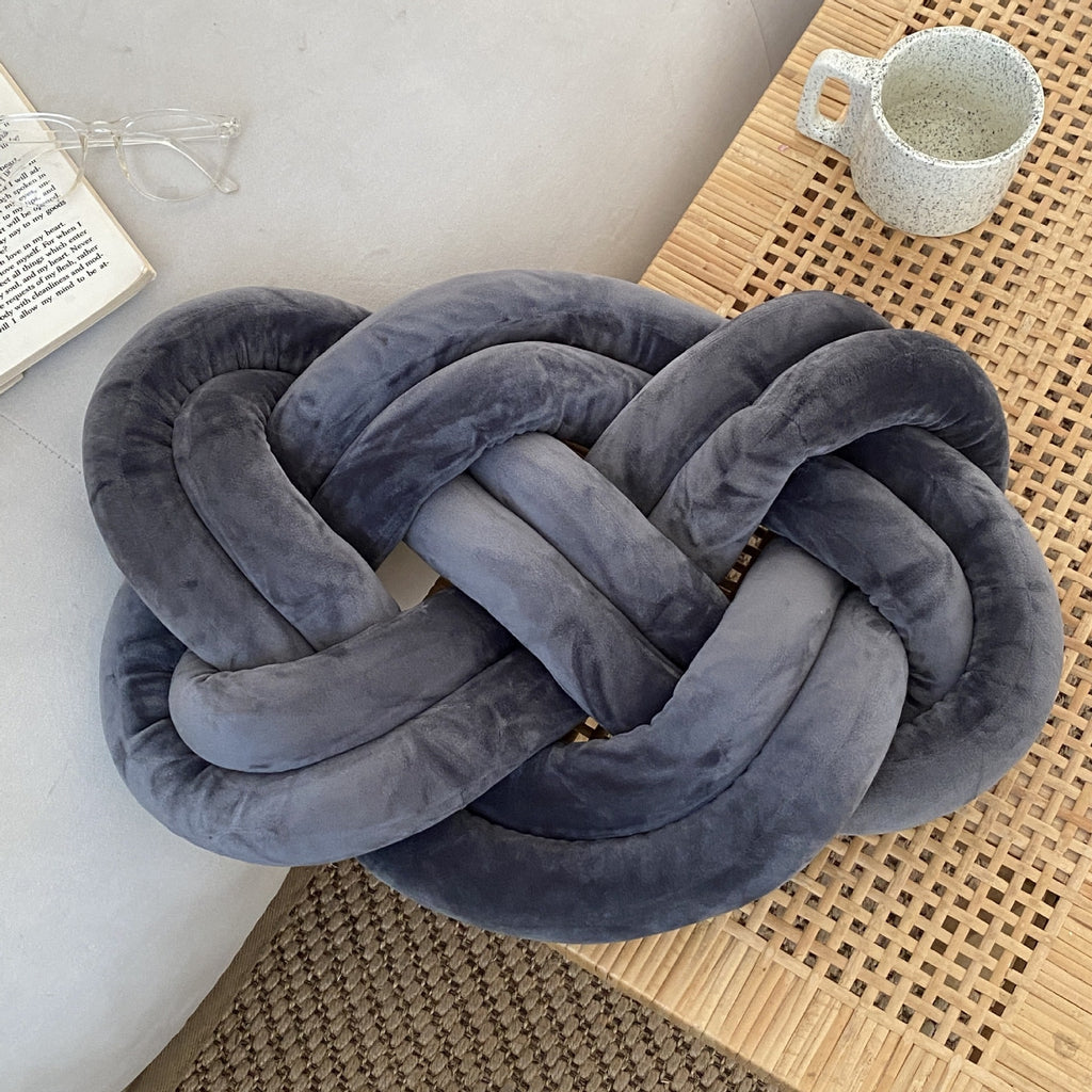 Coussin nœud en velours gris foncé