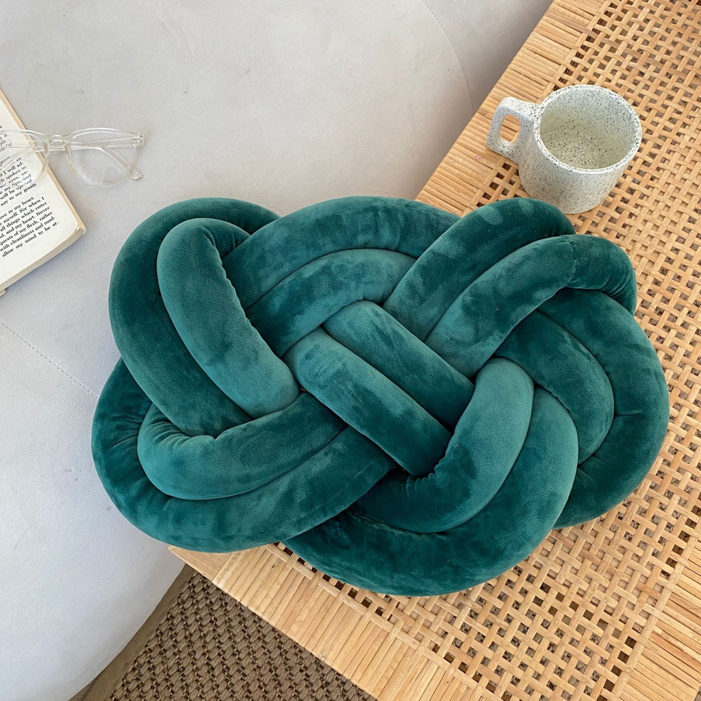 Coussin nœud en velours vert
