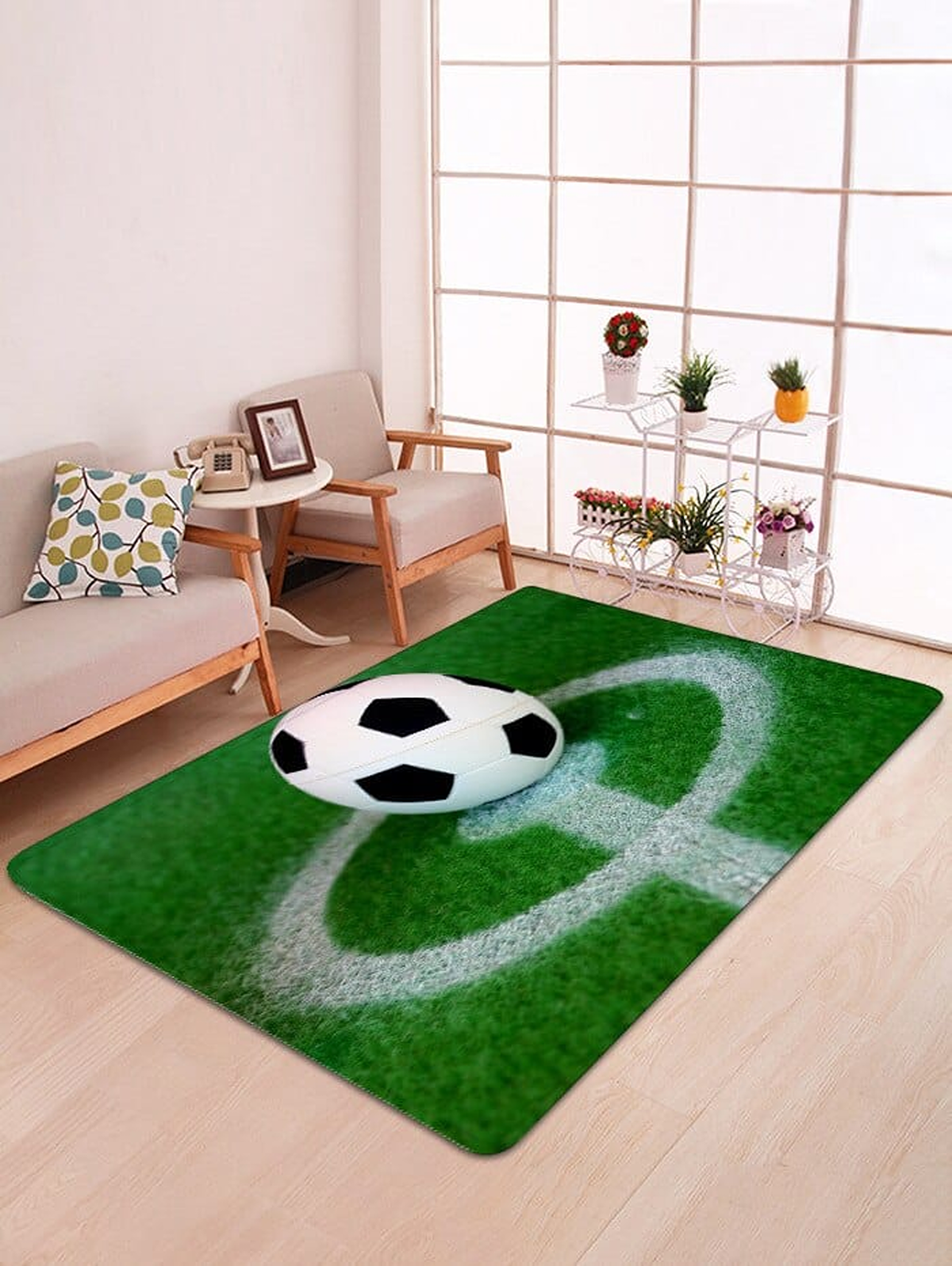 Tapis terrain de football, ballon au rond central