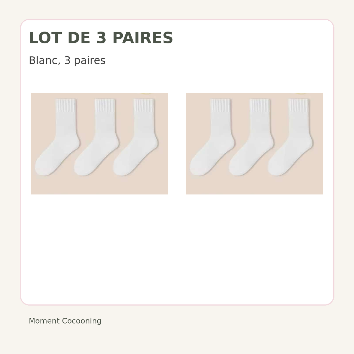 Lot de trois paires de chaussettes d’hiver femme, blanc · 3 paires
