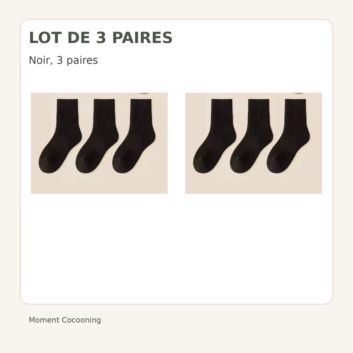 Lot de trois paires de chaussettes d’hiver femme, noir · 3 paires