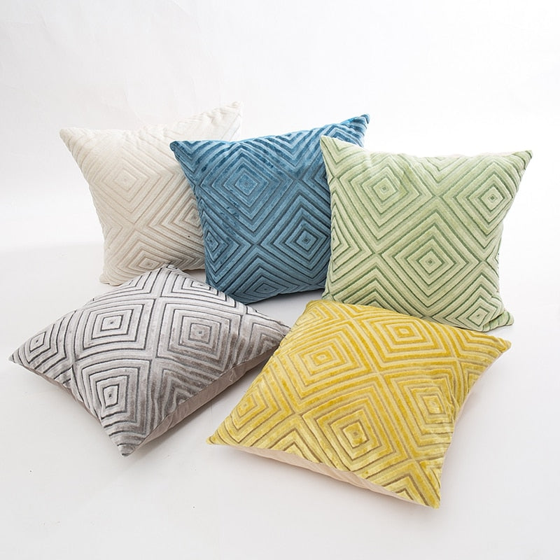 Coussin graphique en velours