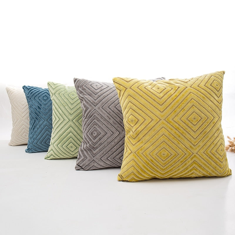 Coussin graphique en velours