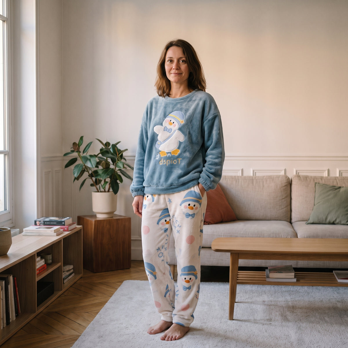 pyjama-pilou-pilou-colore-femme, coloris Canard bleu