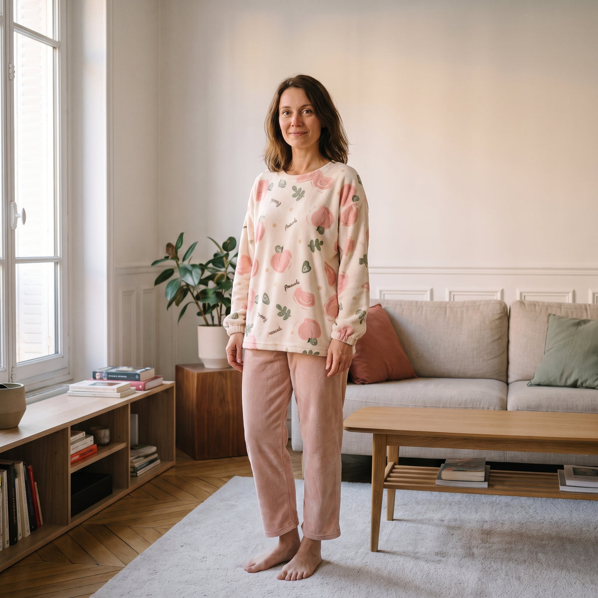 pyjama-pilou-pilou-colore-femme, coloris Fleurs et rose