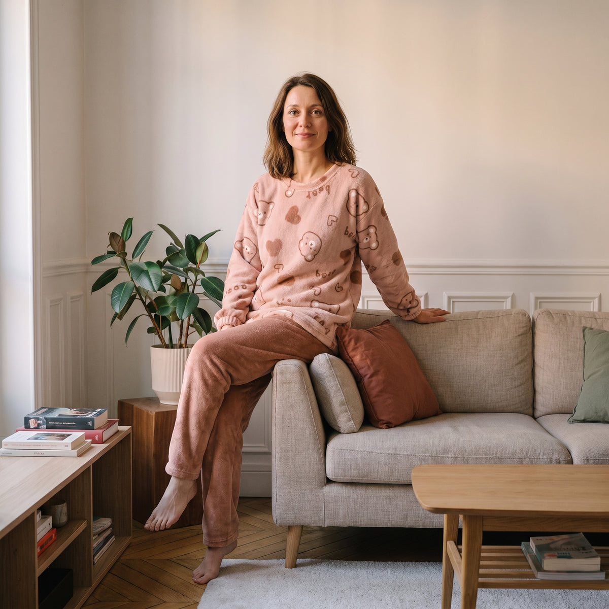 pyjama-pilou-pilou-colore-femme, coloris Ours rose