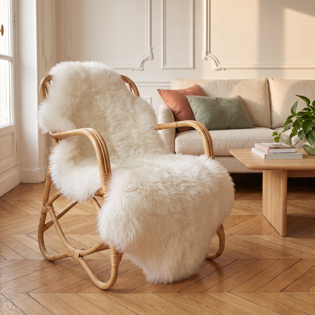 tapis-doux-blanc-laine-artificielle, coloris 40 x 60 cm