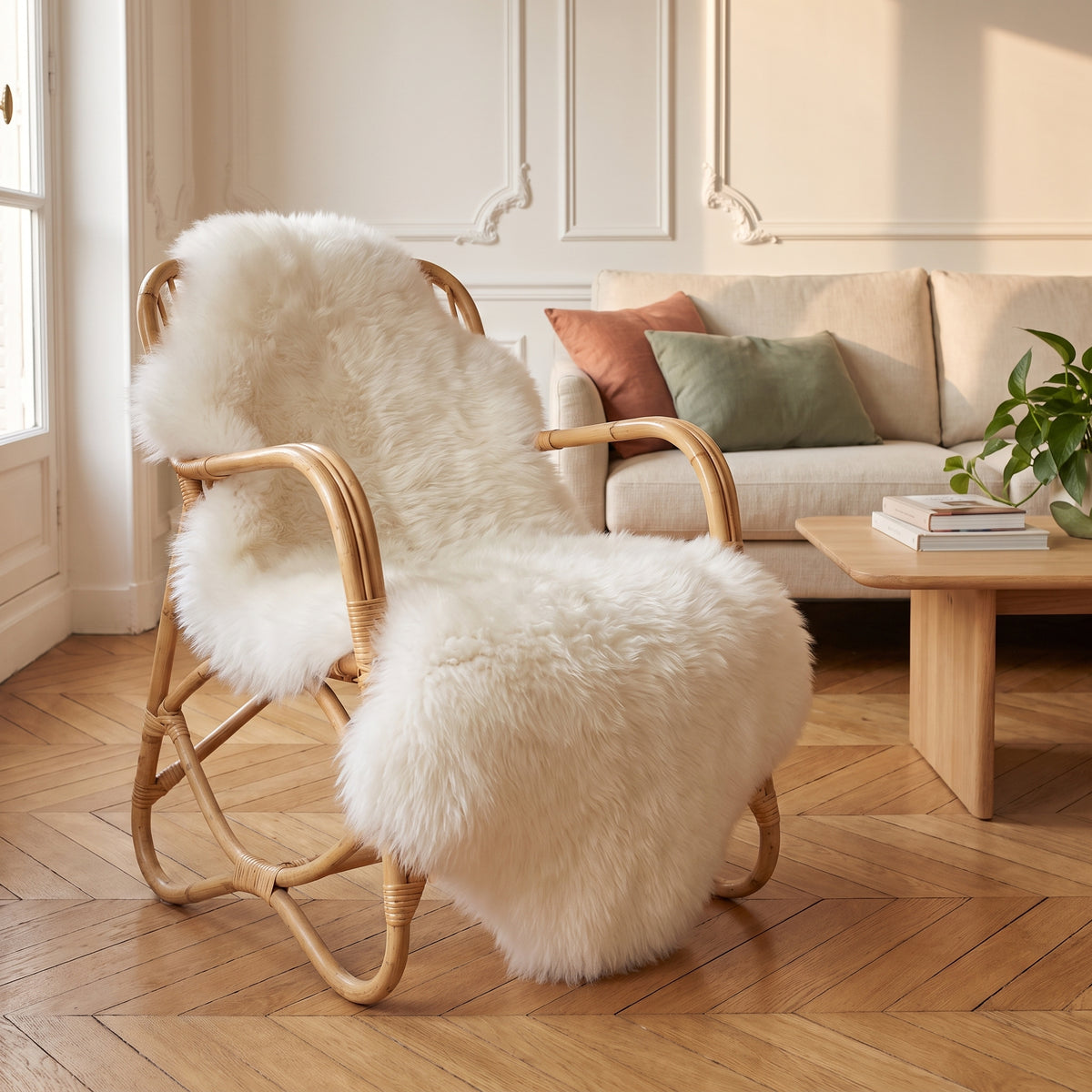 tapis-doux-blanc-laine-artificielle, coloris 40 x 60 cm