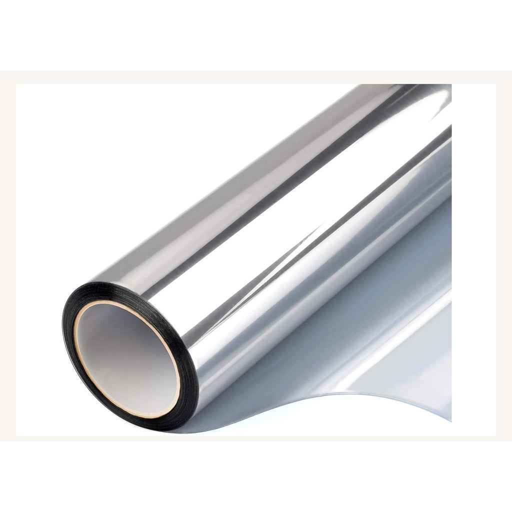 Rouleau de film adhésif pour vitre en teinte argent à aspect miroir