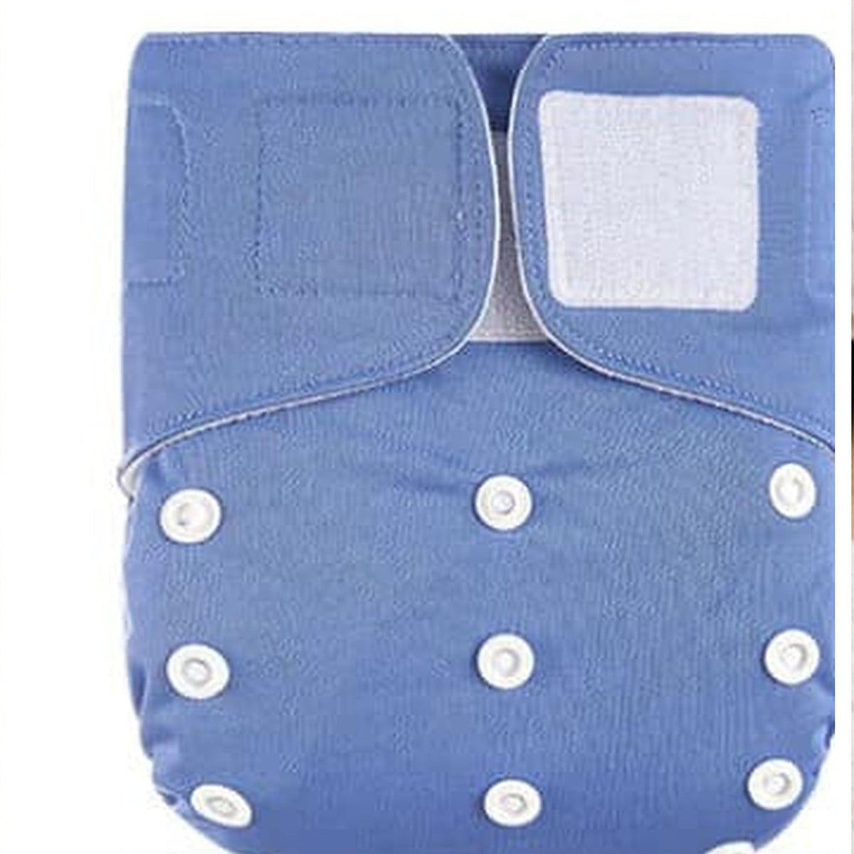 Couche lavable bleue vue de face, ses bandes autoagrippantes et ses pressions Image