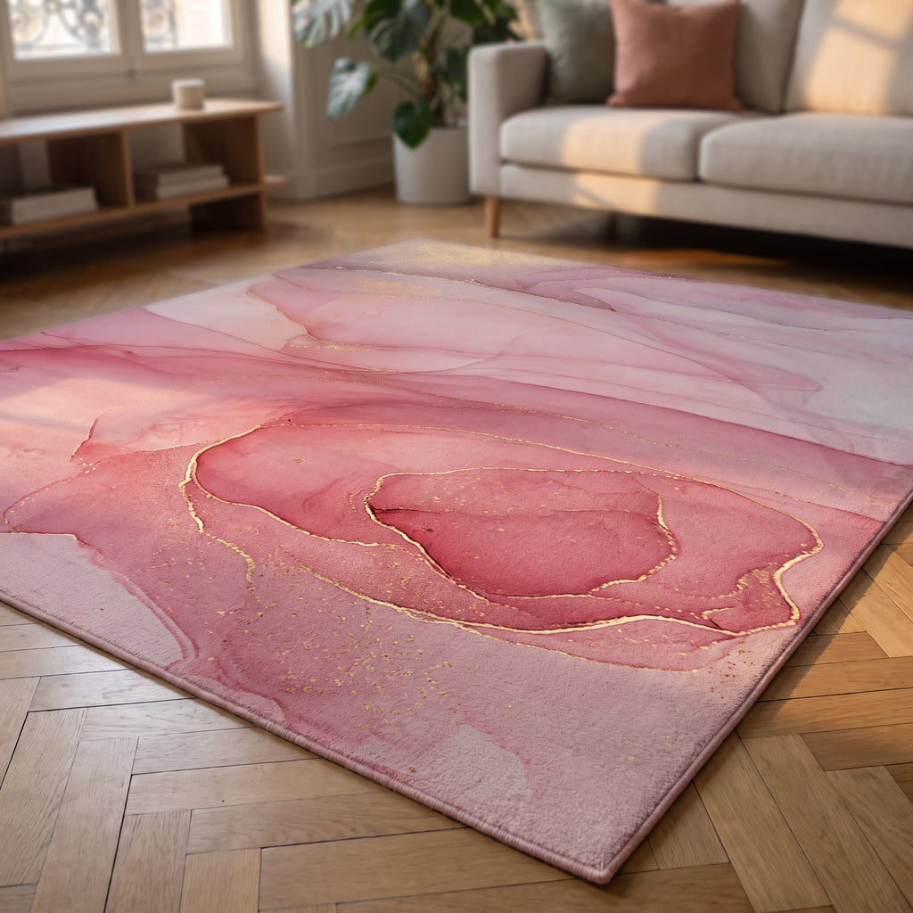 Le tapis rose vu de pres dans le salon