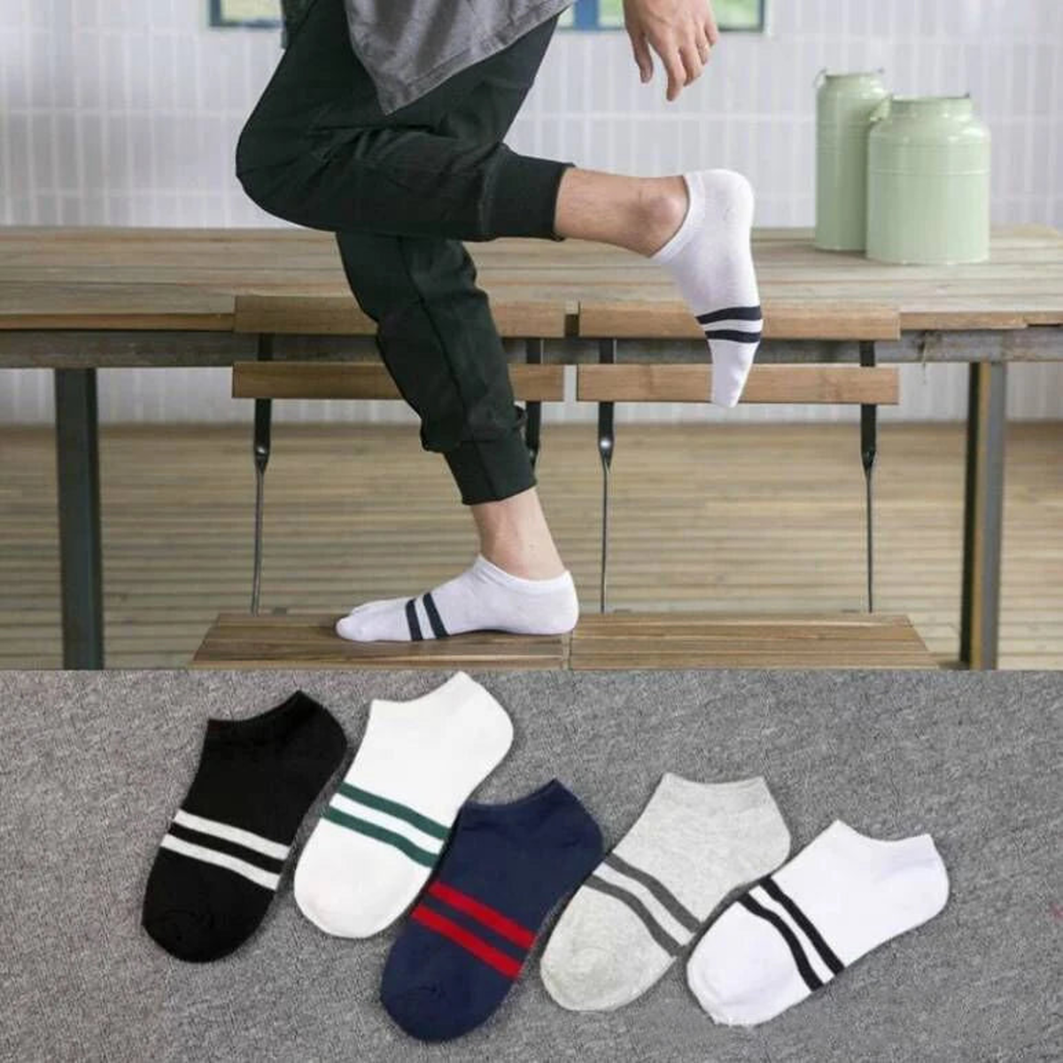 Chaussettes de sport à bandes, lot de dix paires