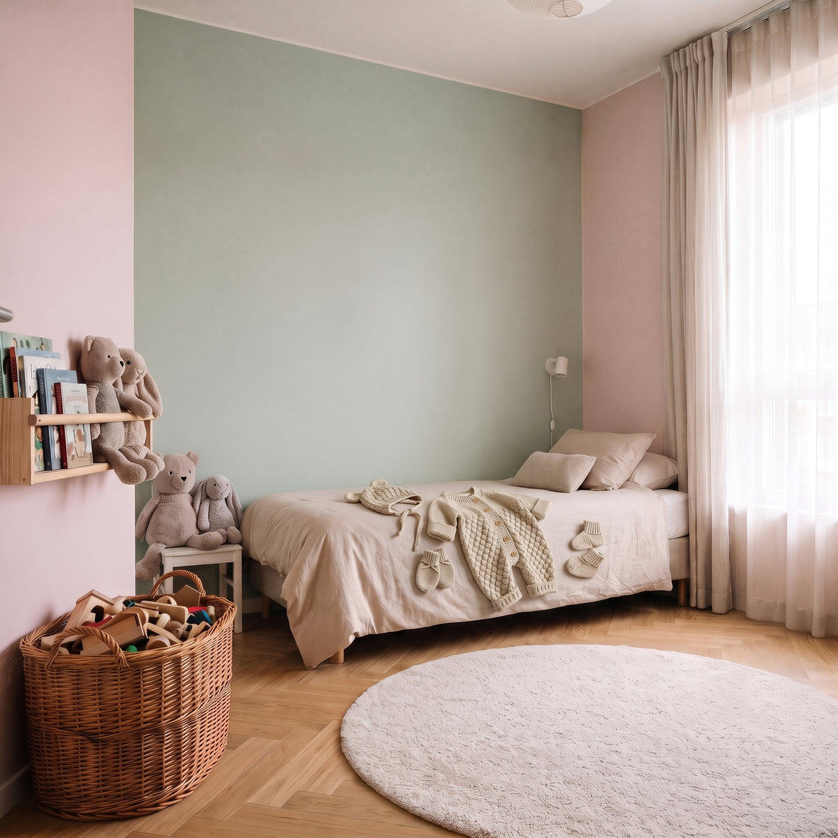 Barboteuse tricot beige et ses accessoires sur le lit