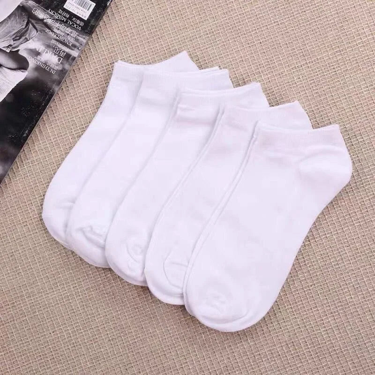 Chaussettes de sport unies blanches, lot de dix paires