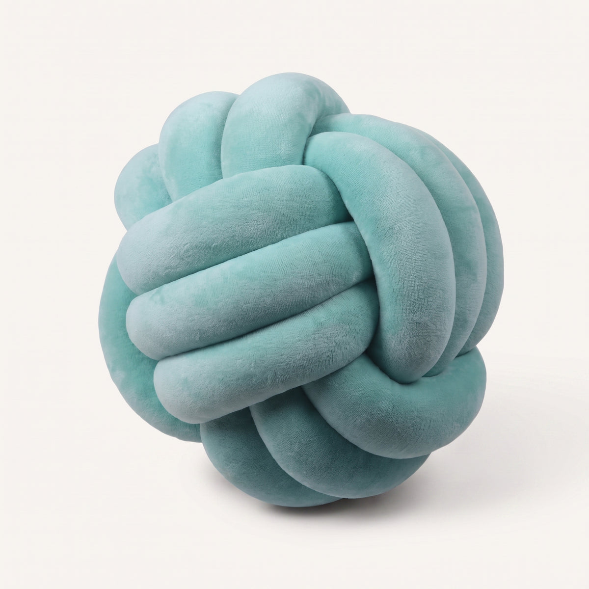 Coussin nœud en velours bleu azur, boule tressée de 20 cm