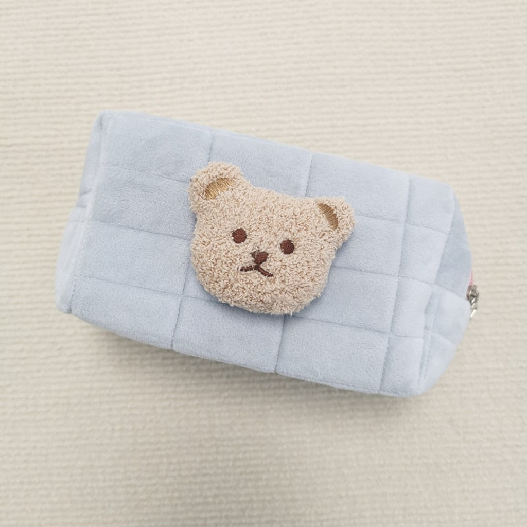 Trousse de toilette matelassée bleu ciel