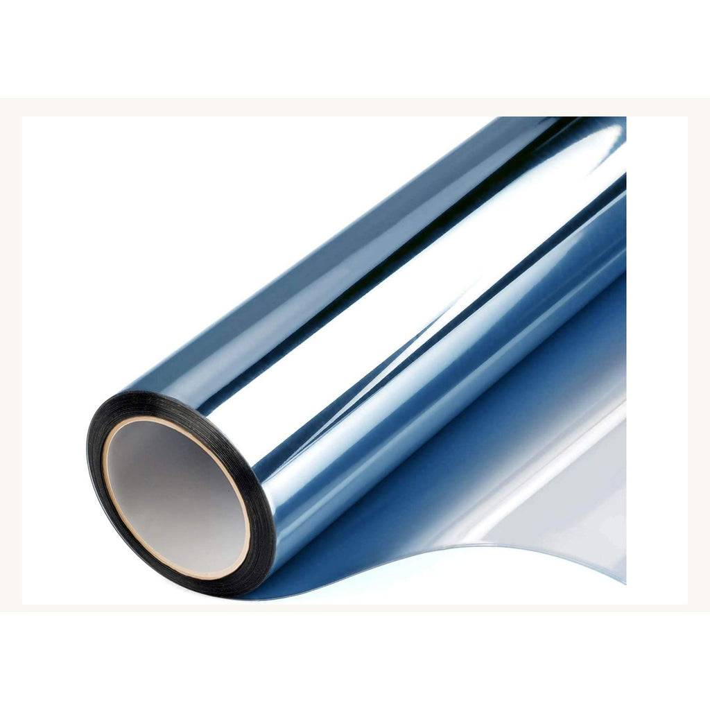 Rouleau de film adhésif pour vitre en teinte bleue à aspect miroir