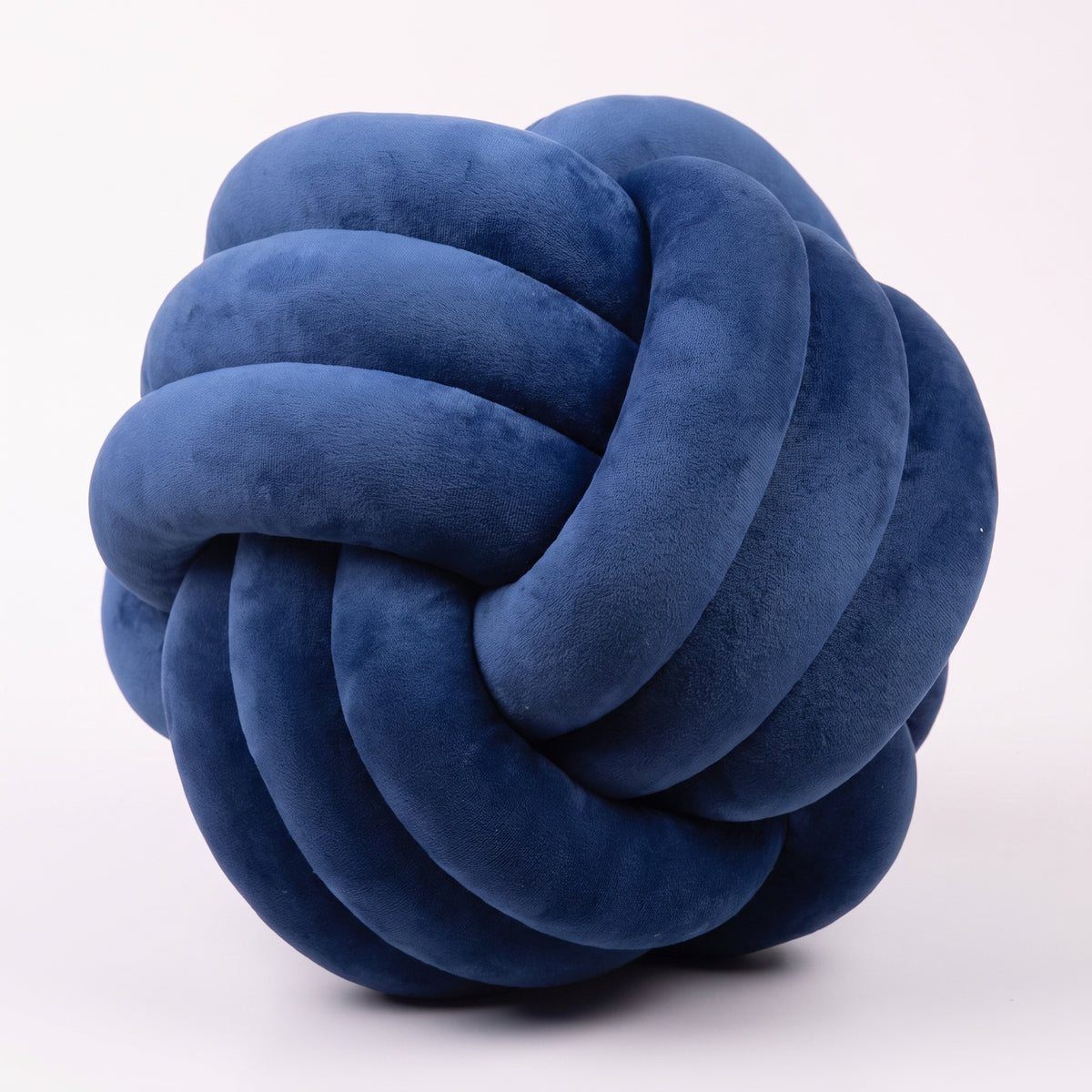 Coussin nœud en velours bleu foncé, boule tressée de 20 cm