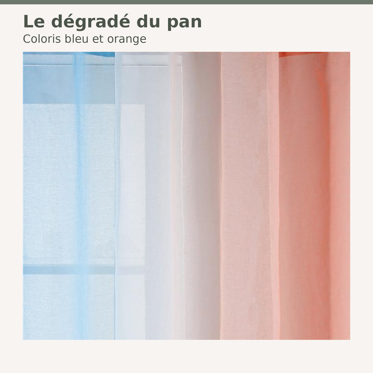 Dégradé bleu et orange du rideau transparent en tulle