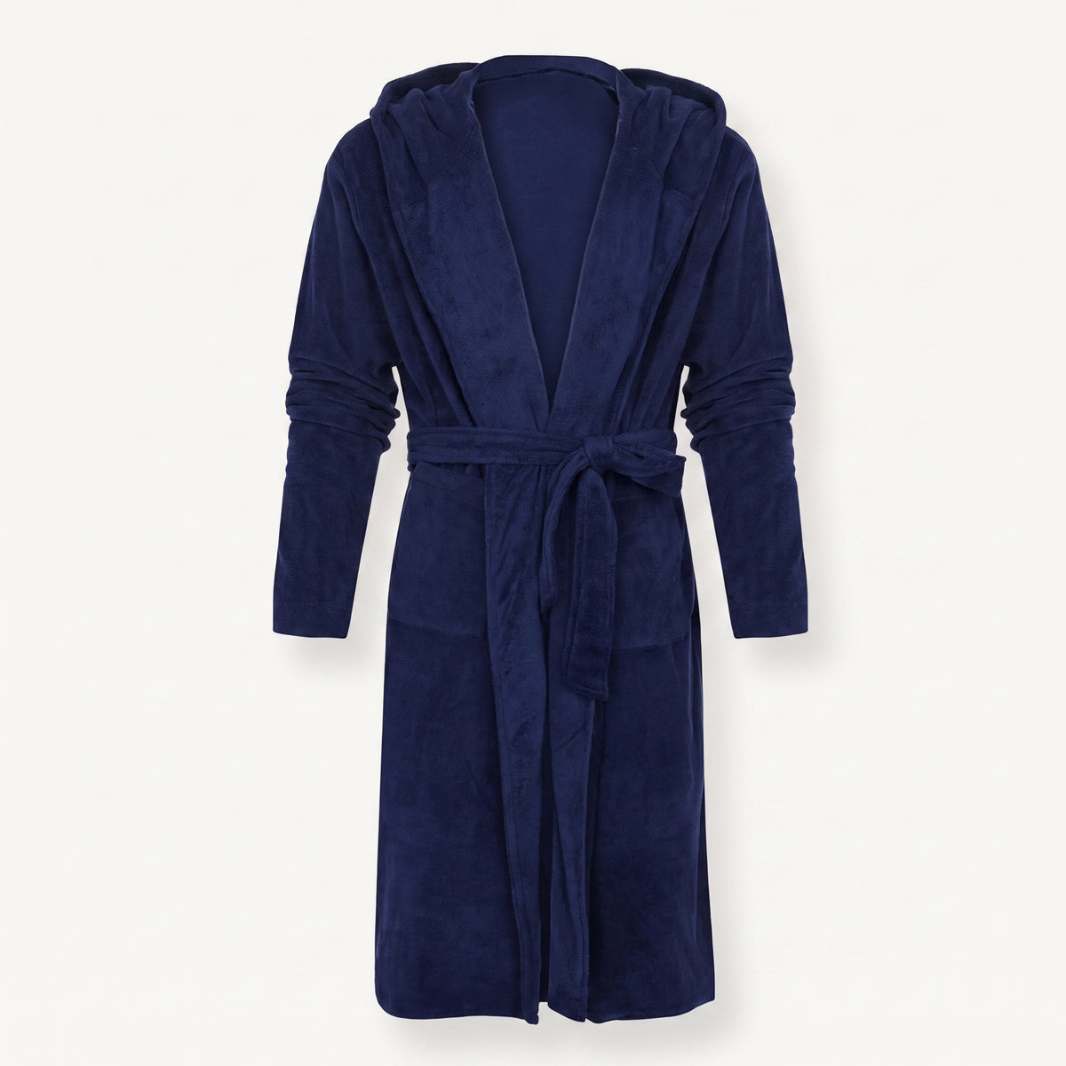 Robe de chambre homme Bleu marine à capuche présentée seule de face Image