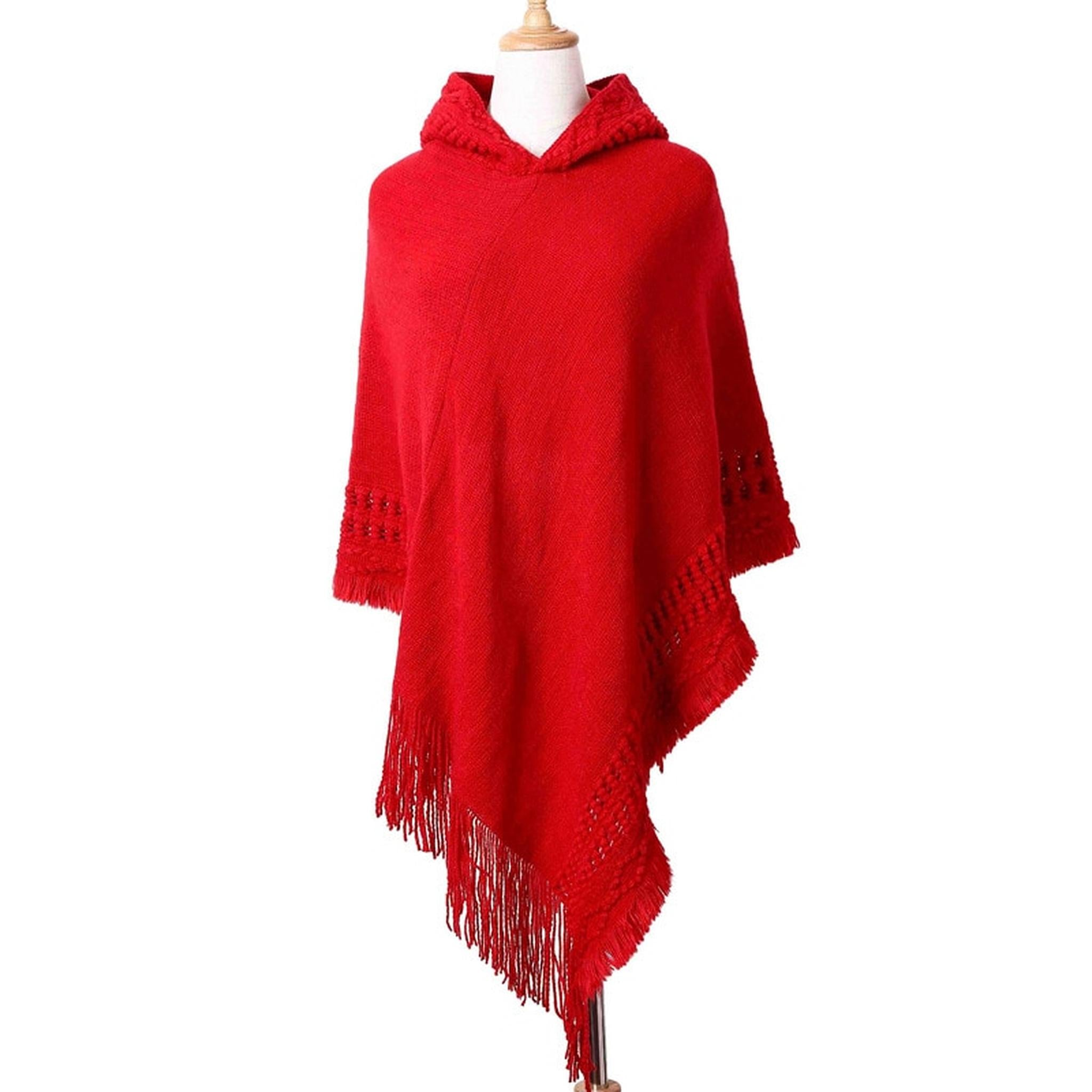 Cape bohème rouge à franges vue de face Image
