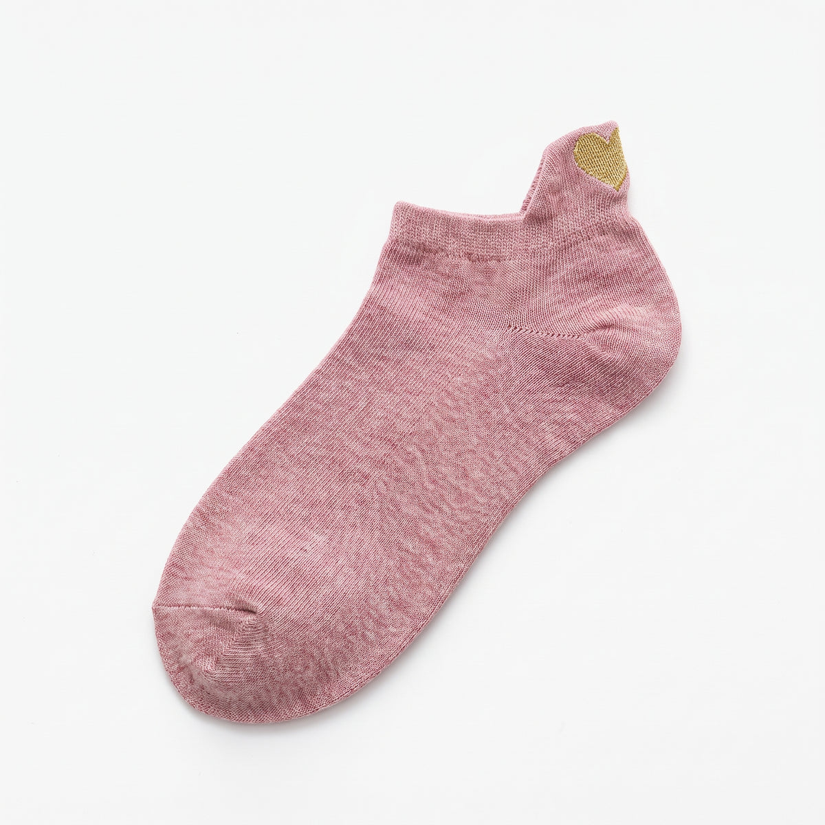 Chaussette rose à cœur doré, position corrigée au talon Image
