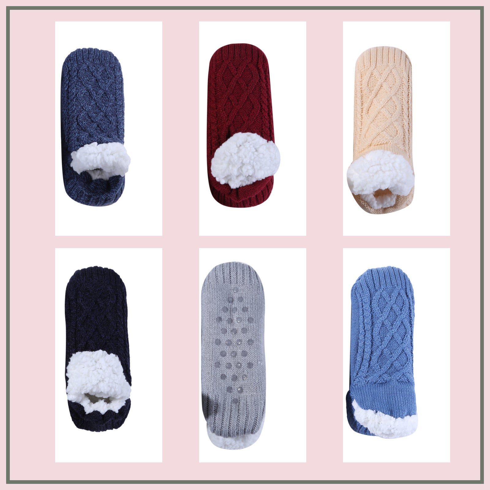 Les six coloris des chaussettes fourrées à maille torsadée Image
