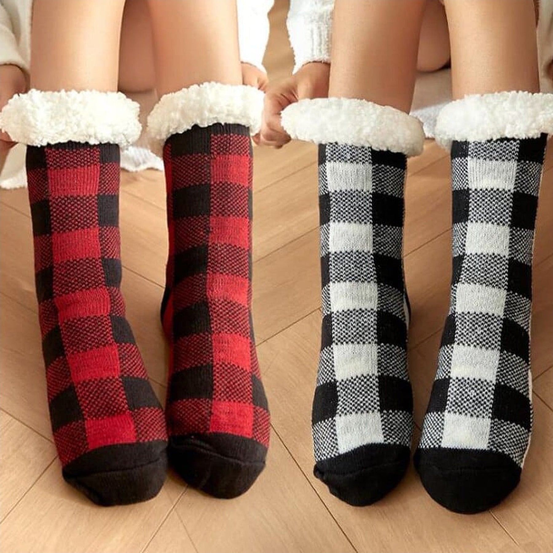 Chaussettes fourrées à carreaux, image_3 Image