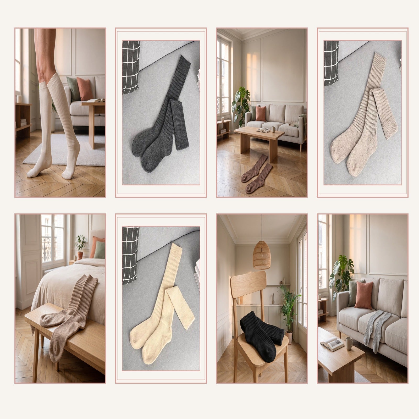 Les huit coloris des chaussettes hautes côtelées présentés ensemble Image