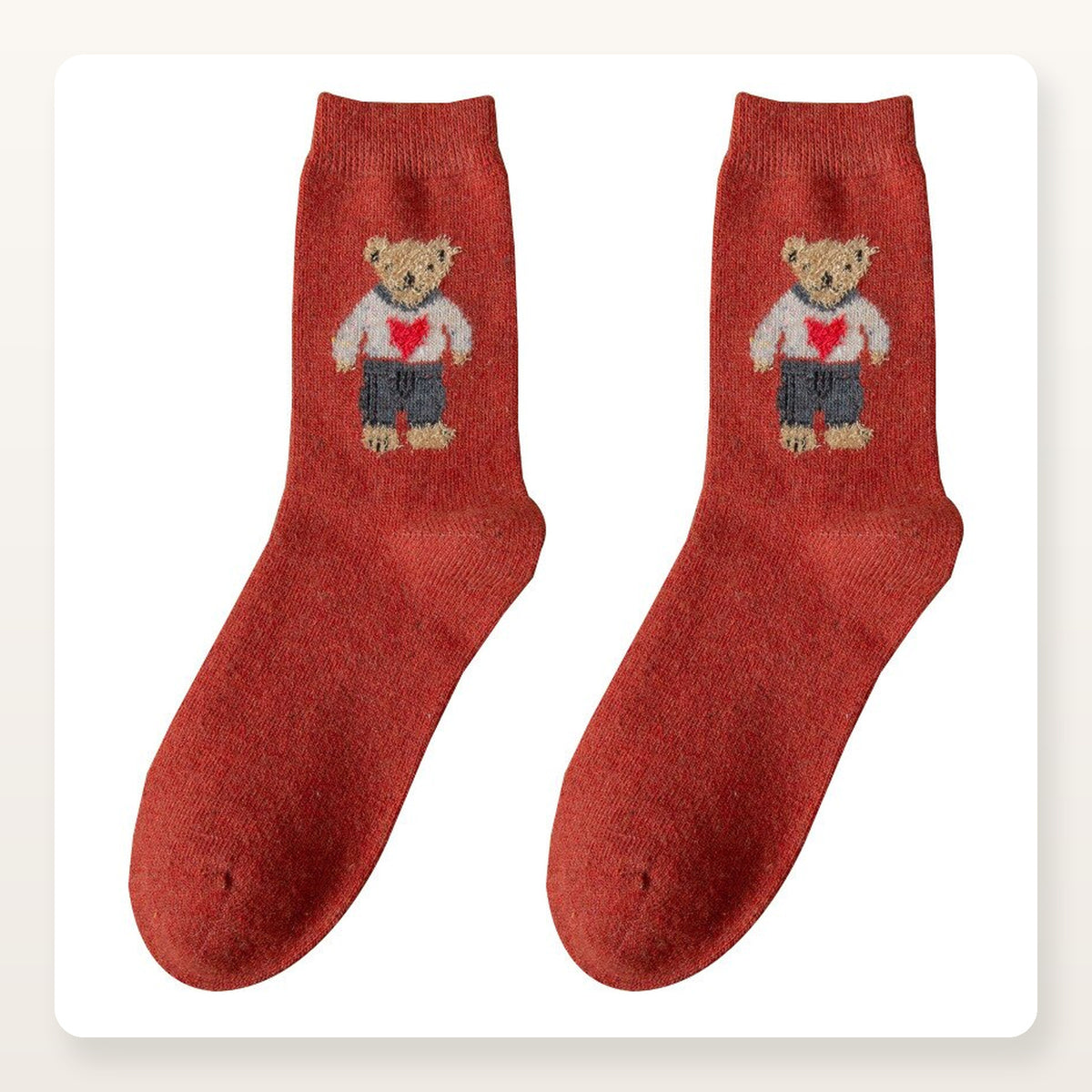 Paire de chaussettes rouges à motif ourson Image